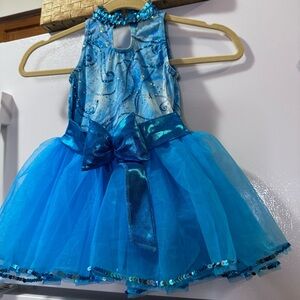 A Wish Cone True Child Small ages 5-7 Blue Dress sequin bow halter keyhole back
